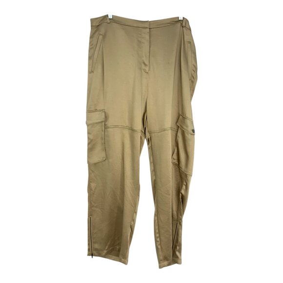 Open Edit Satin Cargo Pants Champagne Size 18 NWOT $80 - Picture 3 of 9
